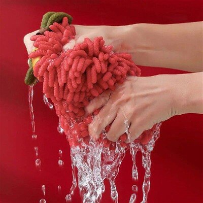Chenille Hand Towel Wipe Towel Ball with Hanging Loop for