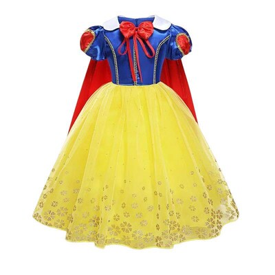 2024 Girls Snow White Princess Dress Mesh Clothes Vestidos K