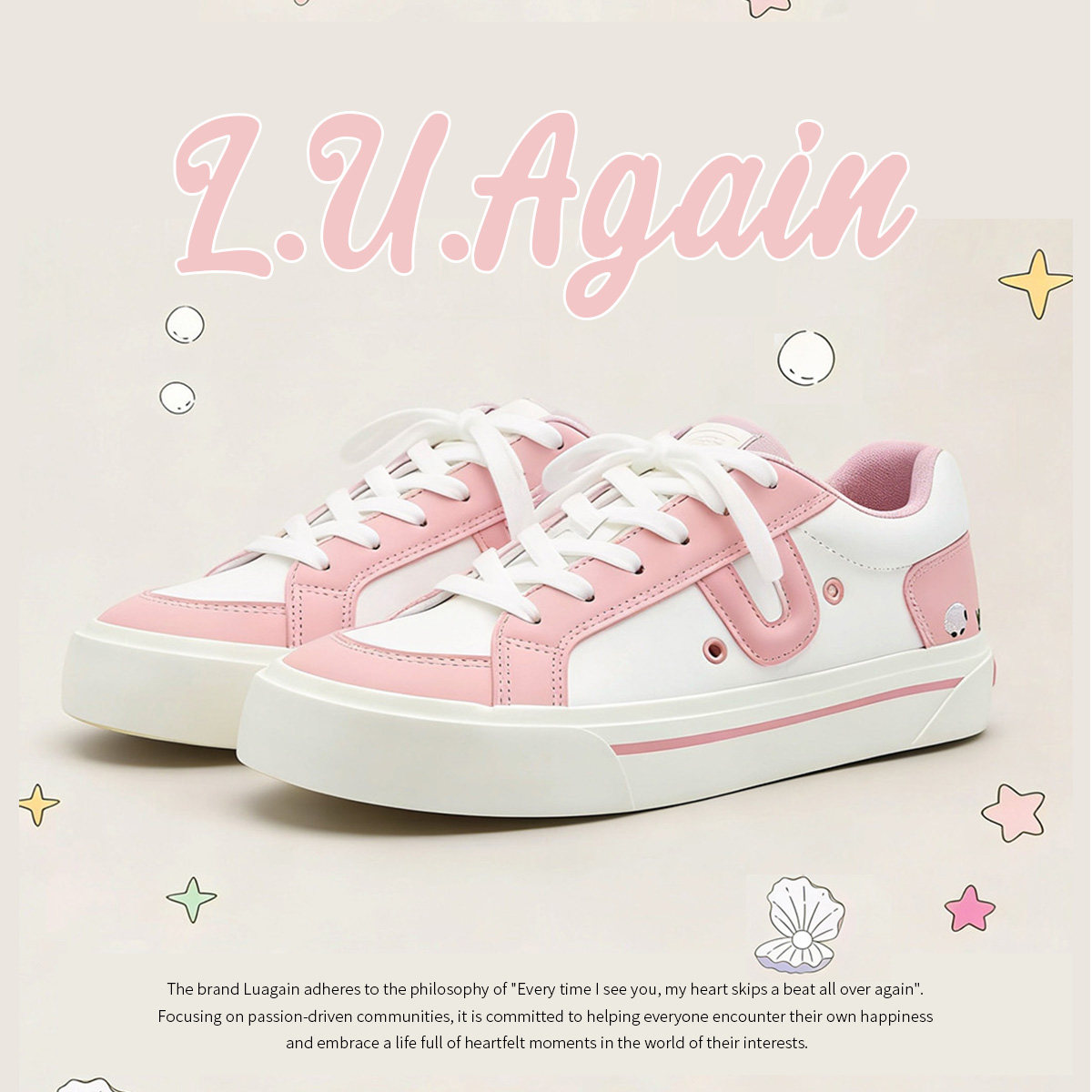 L.U.Again【明星同款】痛鞋秋冬休闲板鞋粉色痛包运动休闲痛鞋