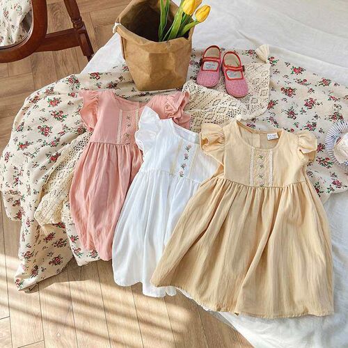 Childrens Wear Summer Lace Flower Embroidered Girls Dress