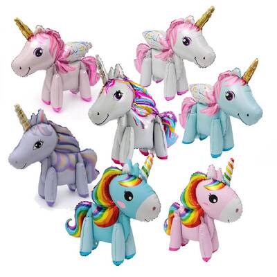 Cartoon three dimensional unicorn pony aluminum foil balloon