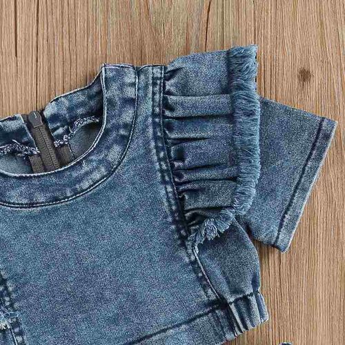 2 Piece Toddler Summer Outfits Set Solid Color O-Neck Short