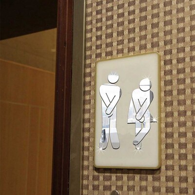 Home Bedroom Mirror Sticker Toilet Room Sign Decorative Bat