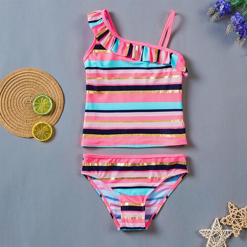 8~14Year Girls Swimsuit New  Baby Girl Tankini set High qual