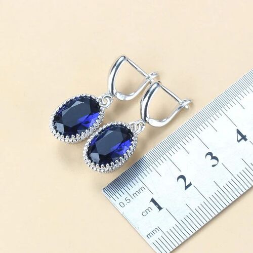 Best Low Price Classic Blue Zircon Bridal  Silver Color Jewe