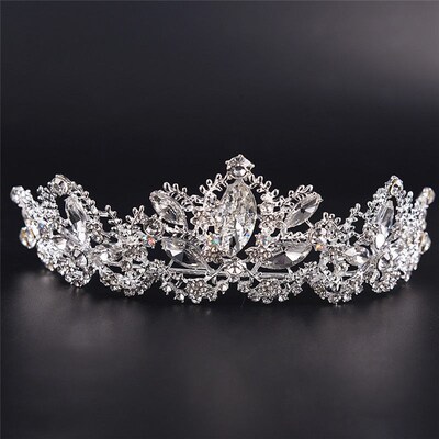 Wedding Crown For Bridal Queen Tiara With Earring Set Rhines
