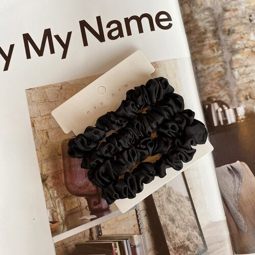 4pcs Pure Silk Skinnies Small Scrunchie Set Hair Bow Ties Ro
