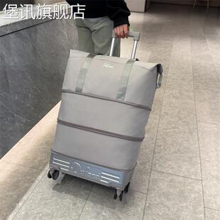 堡讯万向轮背拉两用旅行包带拉杆新款行李袋收纳包瑜伽待盖布拉车