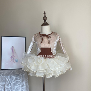 外搭丝绒裙 芭蕾舞练功服少儿中国舞吊带长袖 舞蹈服儿童女新款 秋季