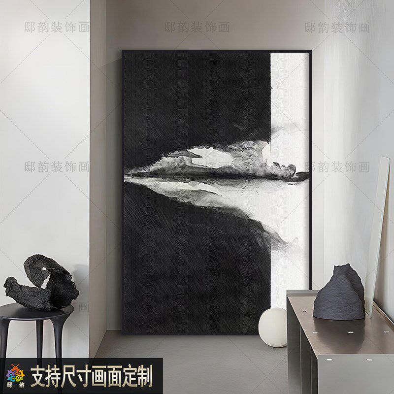 侘寂风抽象无框画样板间现代油画布装饰画寂侘风酒店民宿挂画定制