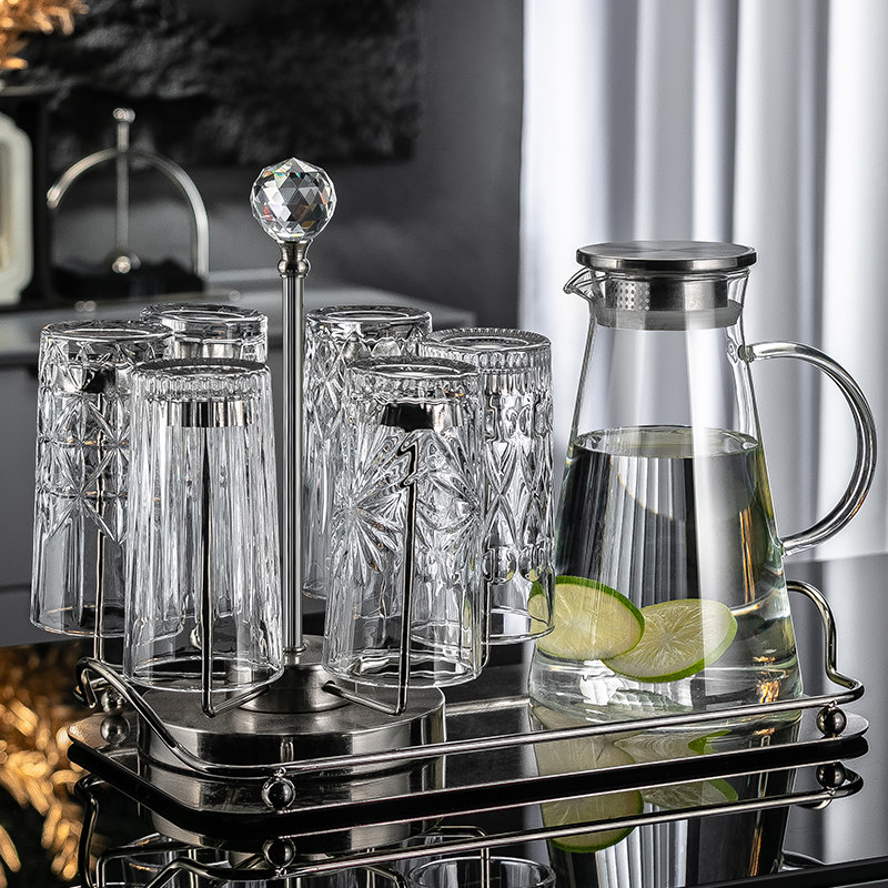 高档家用水晶玻璃杯子家庭套装客厅耐高温高端茶杯水杯待客高级感