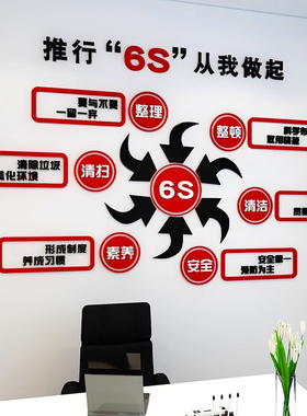 公司团队励志标语6s文化墙贴办公室装饰布置安全生产背景墙面贴纸