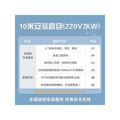 途美达7KW安装服务10米20米30米40米50米安装包