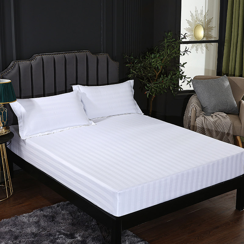 罗曼德宾馆酒店白色床上用品全棉40支加密缎条加厚床笠床罩单品,床上用品,床笠,淘宝优惠券,粉丝福利购,淘宝优惠卷