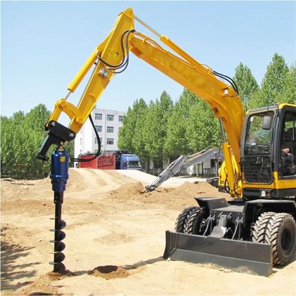 挖改螺旋钻机挖掘机改地基电线杆打孔机地基钻光伏打桩机