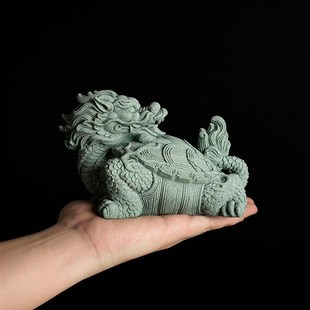 赑屃镇水兽鱼缸造景桌面招财青砂石摆件茶宠盆景假山流水微景观