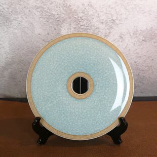 汝瓷和氏璧摆件家居玄关饰品汝窑平安扣陶瓷酒柜装饰送礼礼盒乔迁