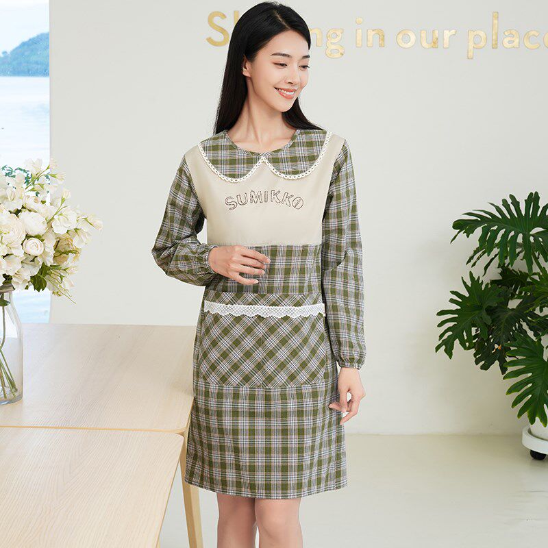 好看时尚的围裙家里家外防水防油2025新款棉质反穿罩衣女士工作服