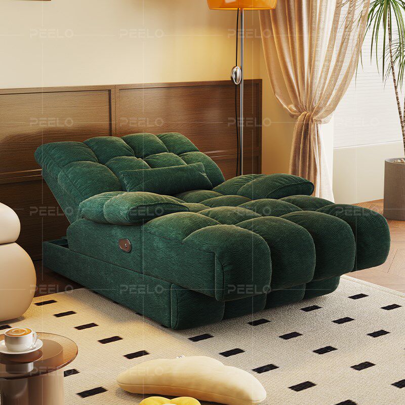 品洛电动贵妃懒人多功能躺椅小户型卧室客厅复古雪尼尔太妃椅沙发