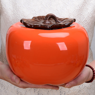 柿子花瓶摆件大号客厅玄关酒柜桌面吉祥装 饰品存储罐茶叶罐密封罐