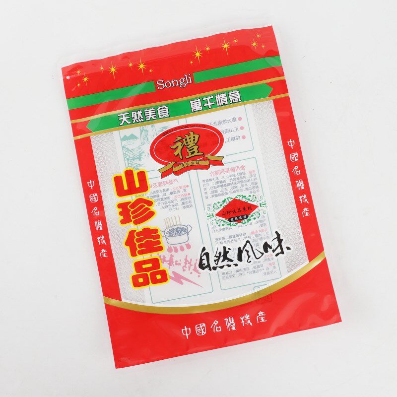 红色山珍佳品通用包装袋花菇竹荪羊肚菌黑木耳干货菌菇密封袋子空
