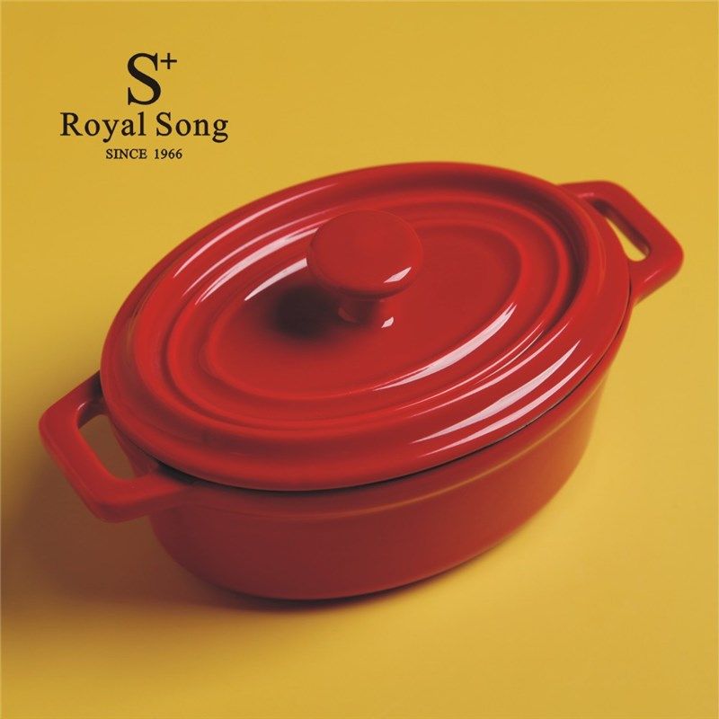 潮宋瓷陶瓷烤碗烤盅带盖双耳烘培芝士焗饭焗意面烤箱碗蒸蛋盅餐具