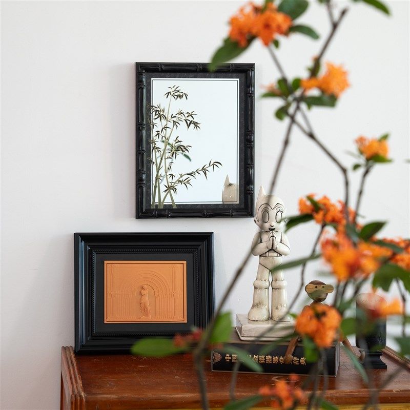 梵高竹子装饰画中古风镜子画法式复古客厅镜面挂画高级感摆件画,家居饰品,现代装饰画,淘宝优惠券,粉丝福利购,淘宝优惠卷