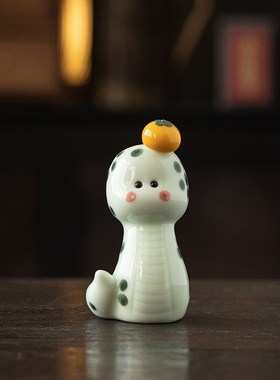 久造新年创意可爱小蛇宝宝摆件陶瓷生肖本命年蛇招财工艺品吉祥物