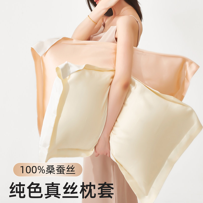 100桑蚕丝枕套真丝枕头套一对装丝绸夏季冰丝内胆套单个乳胶枕套