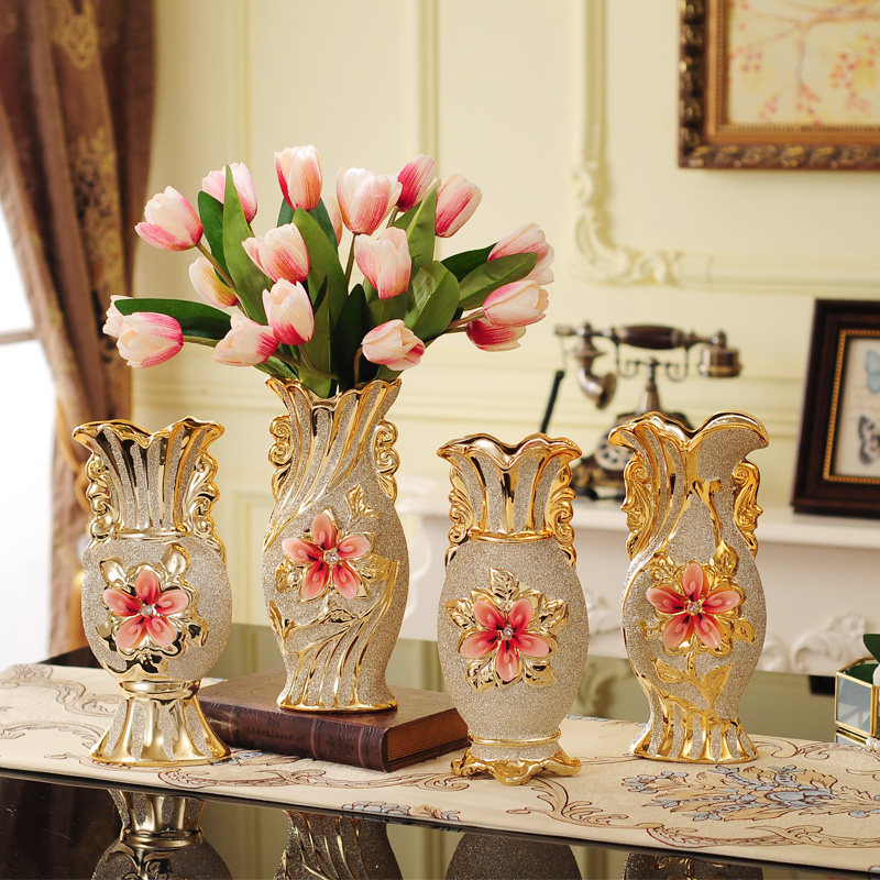 欧式客厅陶瓷花瓶摆件插花干花创意个性电视柜小号迷你间隔装饰
