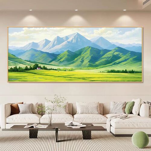 青山图客厅沙发背景墙壁画无水靠山图装饰画巨人山风景挂画山水画