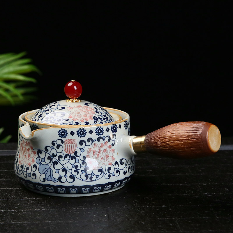 创意茶壶家用旋转泡茶壶黑陶整套茶具套装旅行冲茶器商用自动单壶