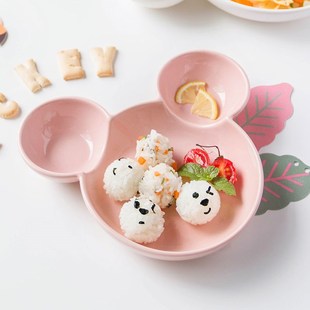 可爱米奇陶瓷宝宝餐盘盘子创意碗套装儿童餐具饭盘卡通分格早餐盘