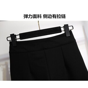 高级感弹力黑色微喇裤女2024新款秋冬款修身显瘦高腰设计感长裤子