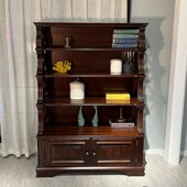 美式 储物柜 乡村复古全实木书架置物柜金丝黄檀木组合书架书橱欧式