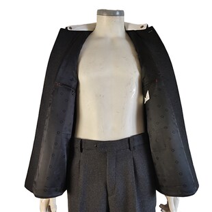 冬季父亲加厚中山装斜纹雪花呢高档中老年民族服装毛料呢子套装男