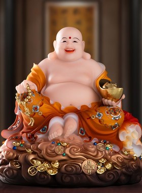汉白玉弥勒佛像欢喜布袋弥勒佛大肚笑佛菩萨家用供奉客厅招财摆件