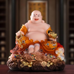 汉白玉弥勒佛像欢喜布袋弥勒佛大肚笑佛菩萨家用供奉客厅招财摆件