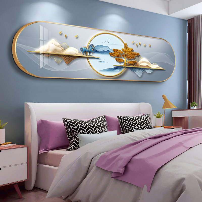 2022款床头画轻奢主卧室壁画免打孔客厅沙发墙装饰画酒店房间挂画