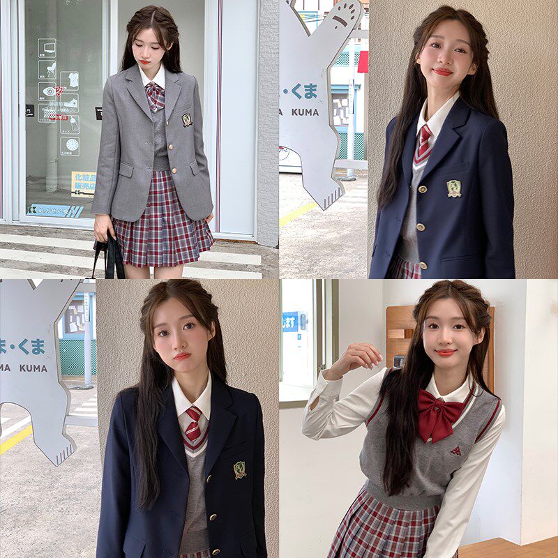 东京岁时记jk校供制服可爱学院新款灰色西服套装西装外套西禾私立