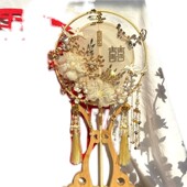 结婚团扇中式 新娘秀禾服婚礼扇子红色汉服出嫁喜扇diy材料包成品