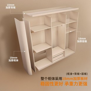 复古法式 衣柜家用卧室奶油风整体实木组合柜子ENF级欧松板可定制