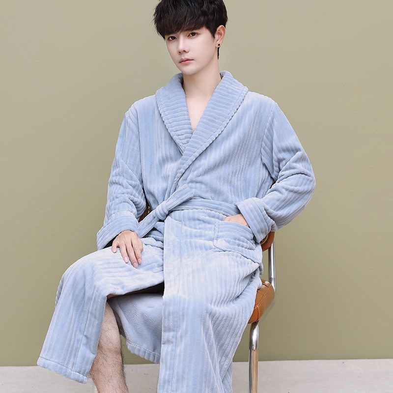 秋冬季加长款珊瑚绒睡袍男加厚法兰绒浴袍睡衣加绒春秋家居服套装,女士内衣/男士内衣/家居服,睡袍/浴袍,淘宝优惠券,粉丝福利购,淘宝优惠卷