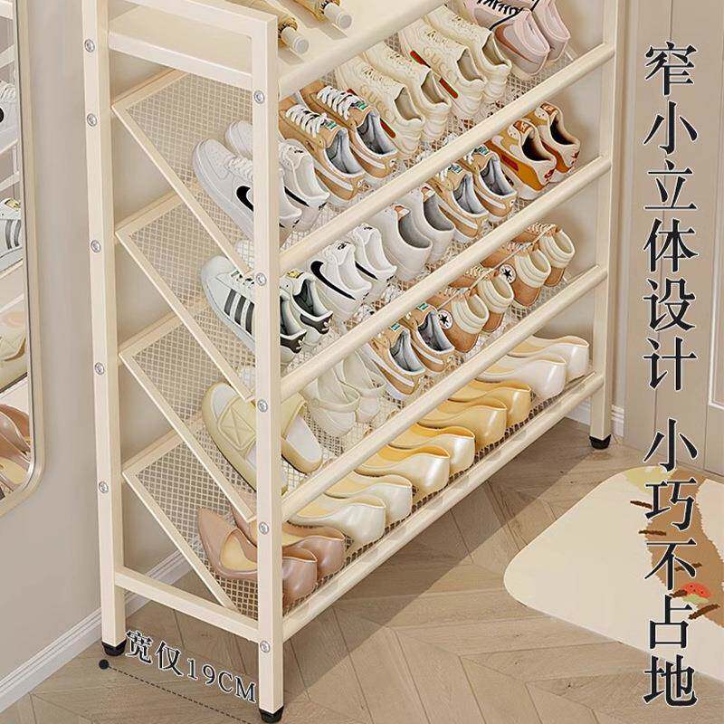 户门口鞋架小窄爆铁款艺儿童柜奶油风简鞋易收纳鞋入架子家93512