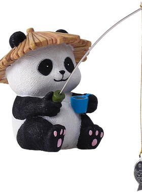 古法流水鱼缸造景钓鱼熊猫装饰品花园鱼池假山草缸花盆微景观摆件