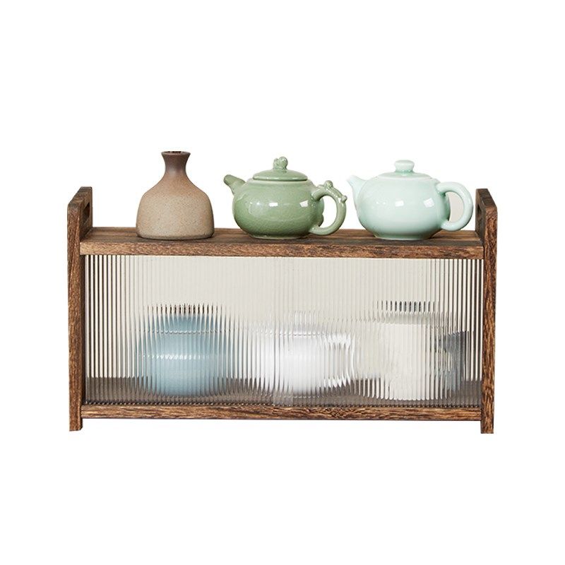 茶壶桌面实木双层置物架茶杯茶具防尘收纳盒带门杂物茶具小收纳盒,住宅家具,搁板/置物架/家用陈列架,淘宝优惠券,粉丝福利购,淘宝优惠卷