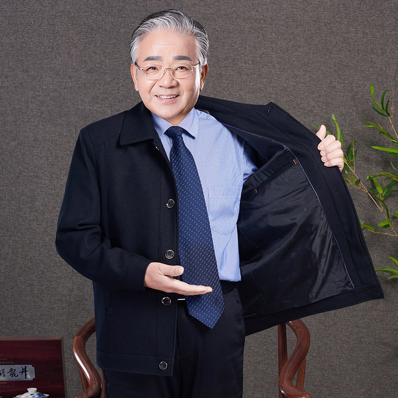 中老年春秋夹克男爸爸装春装外套60-70岁老人男装衣服80岁爷爷装