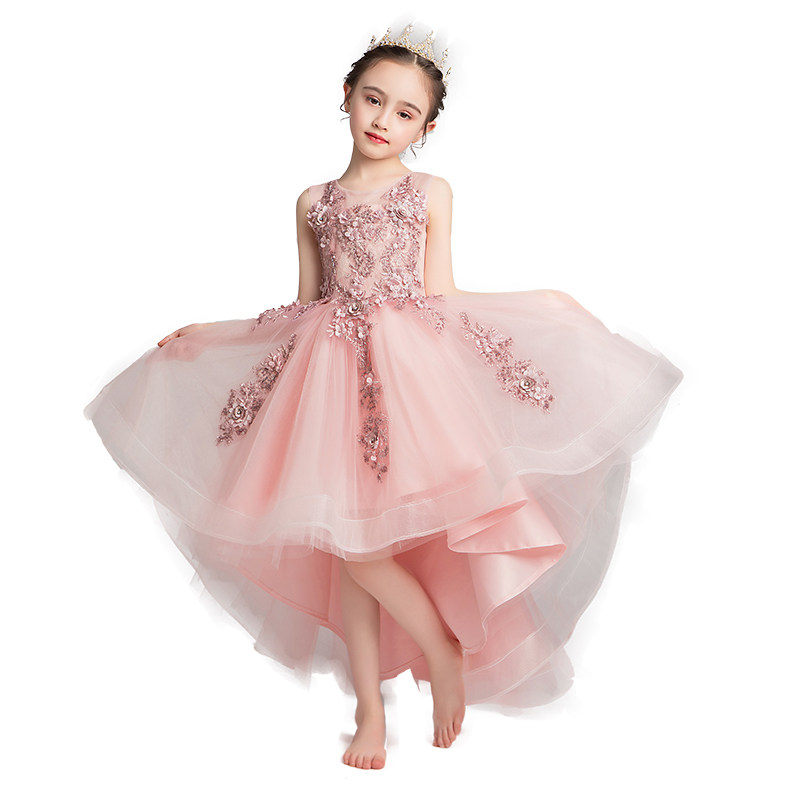 儿童礼服公主裙女童生日小女孩走秀花童主持人钢琴演出服粉色高端