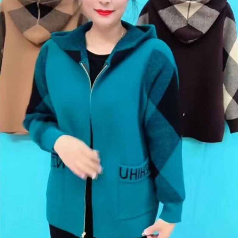 洋气妈妈装短款宽松连帽毛呢外套女秋冬中年新款双面呢格子开衫女,女装/女士精品,毛呢外套,淘宝优惠券,粉丝福利购,淘宝优惠卷