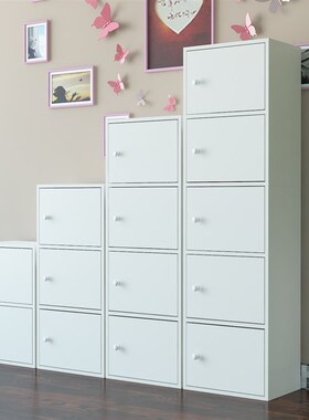 实用简约风格柜子储物柜带门带锁自由组合书柜书架置物收纳柜木质